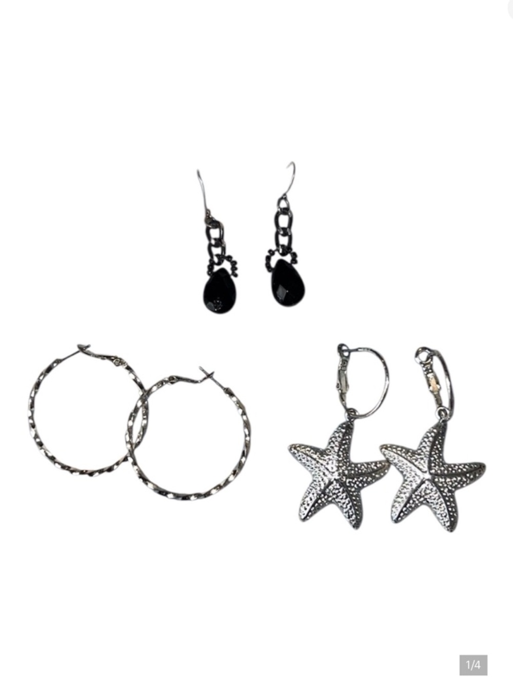 3 Pair of Silver Fashion Earrings